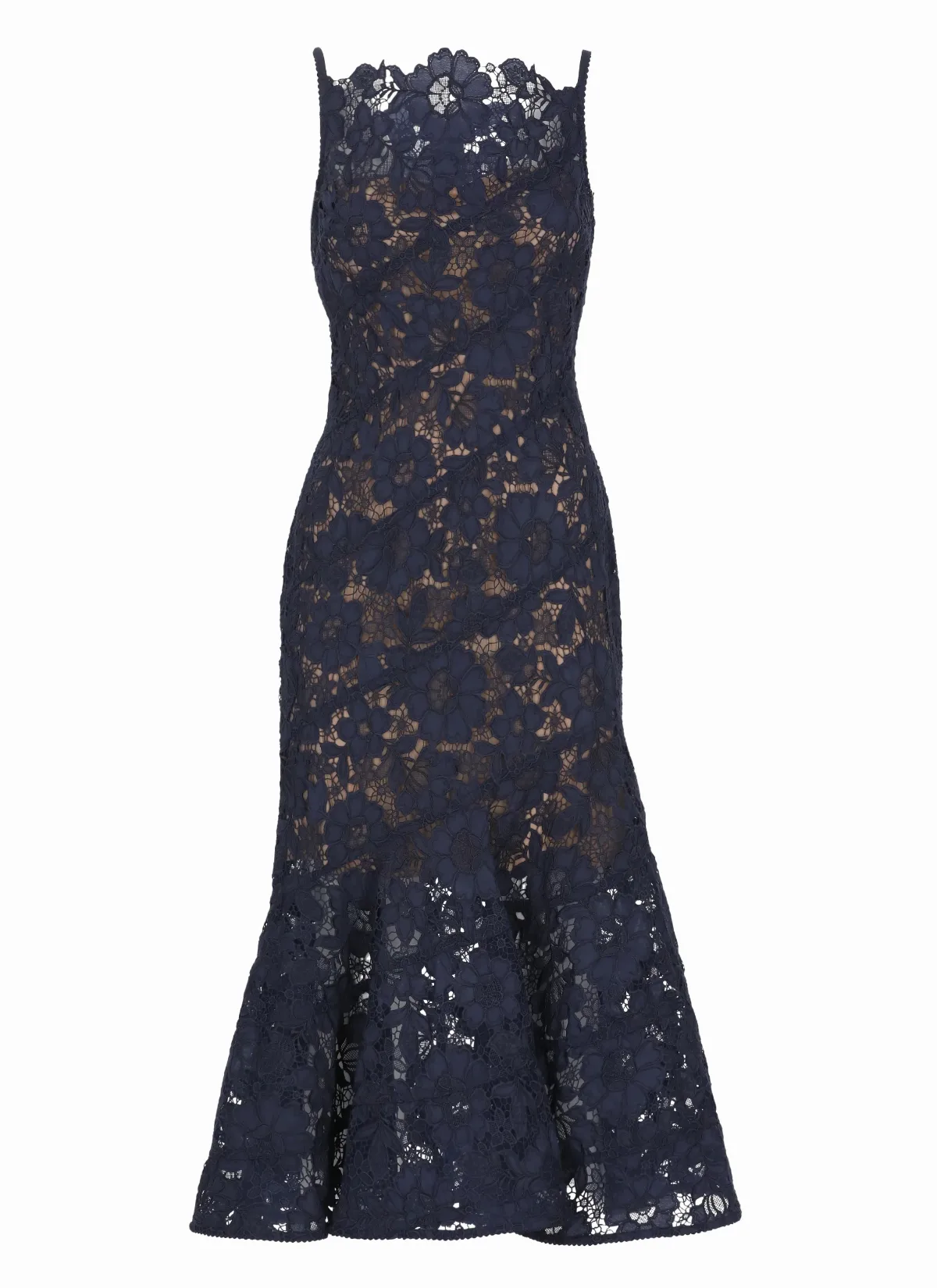 Floral Lace Mermaid Dress with Nude Slip and Hidden Closure by Self-Portrait