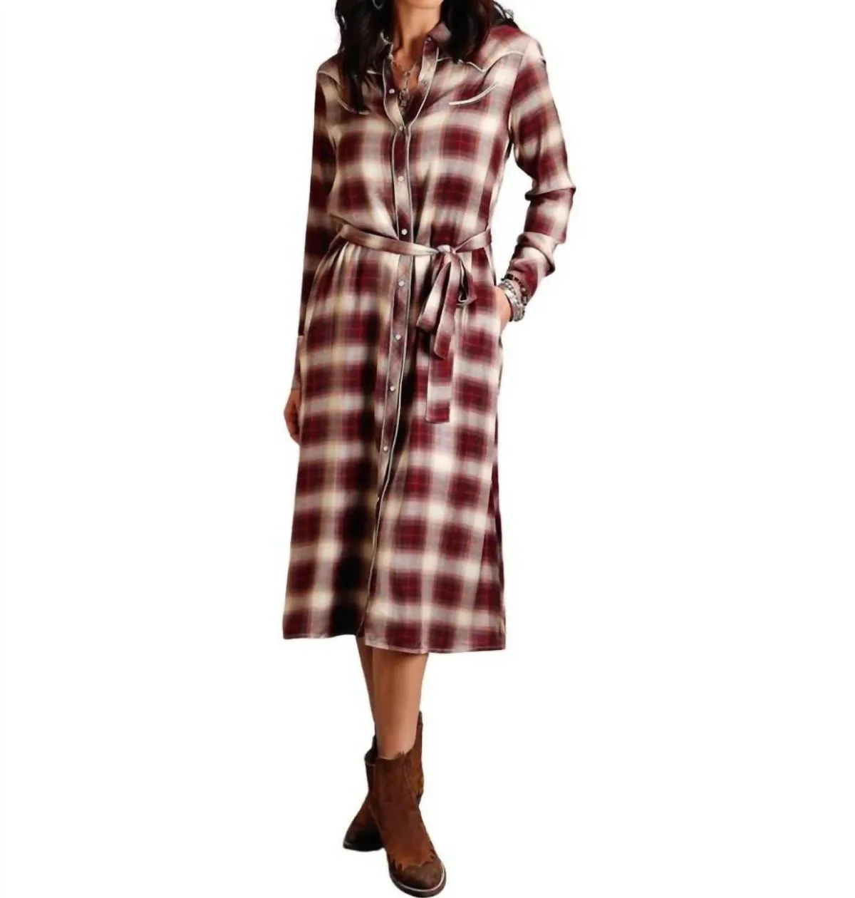 Ombre Plaid Dress by Stetson