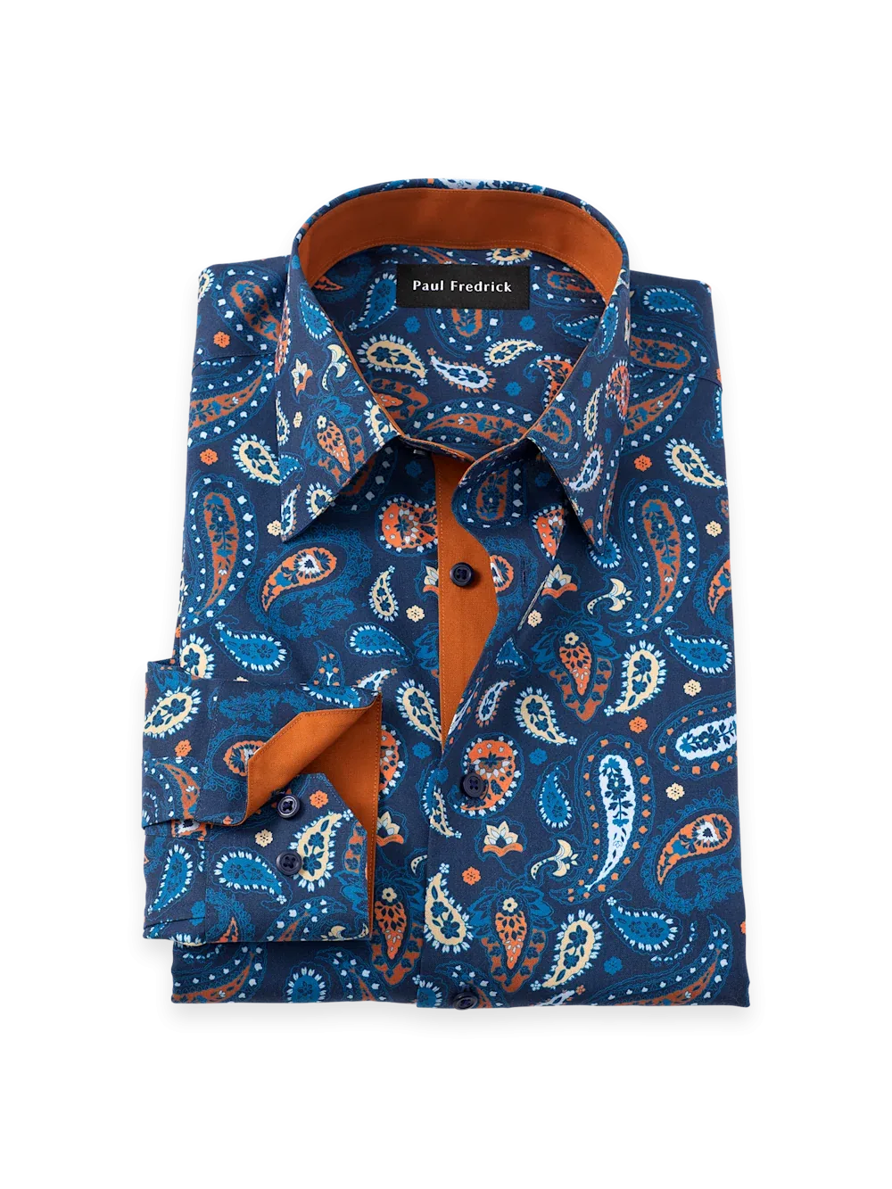 Non-Iron Cotton Paisley Dress Shirt with Contrast Trim by Paul Fredrick