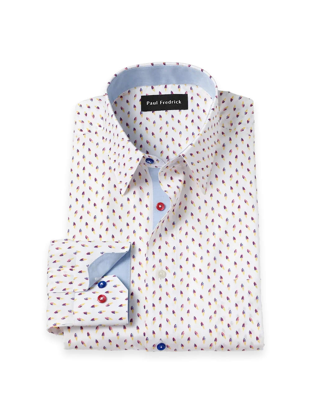 Non-Iron Cotton Ice Cream Cone Dress Shirt with Contrast Trim by Paul Fredrick