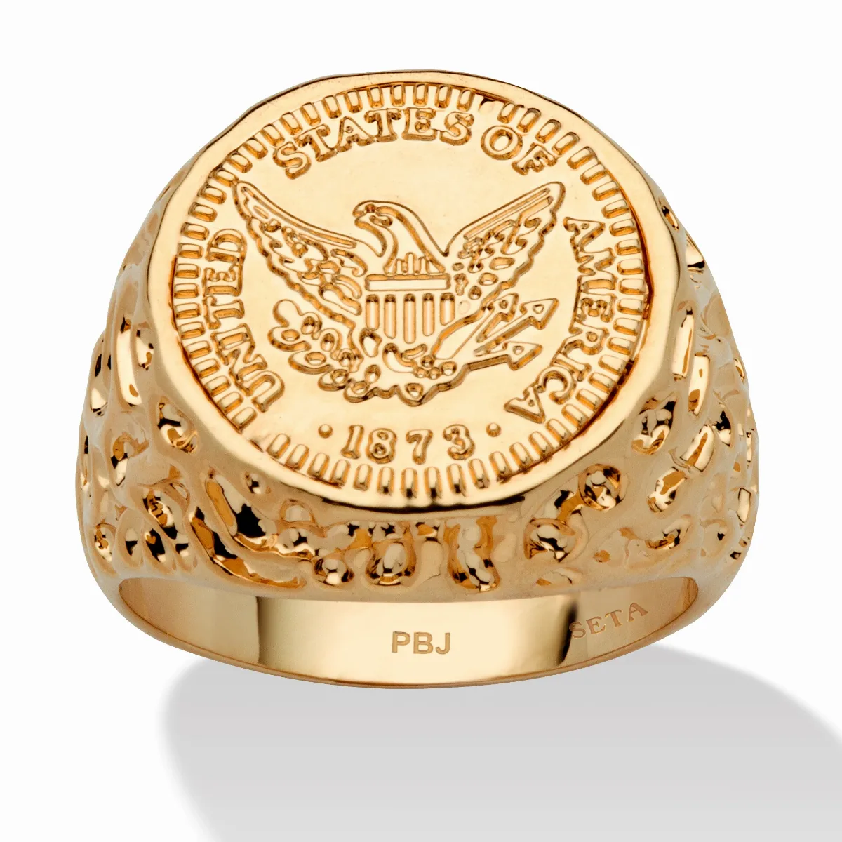 Gold-Plated American Eagle Coin Replica Nugget-Style Ring by Palm Beach Jewelry