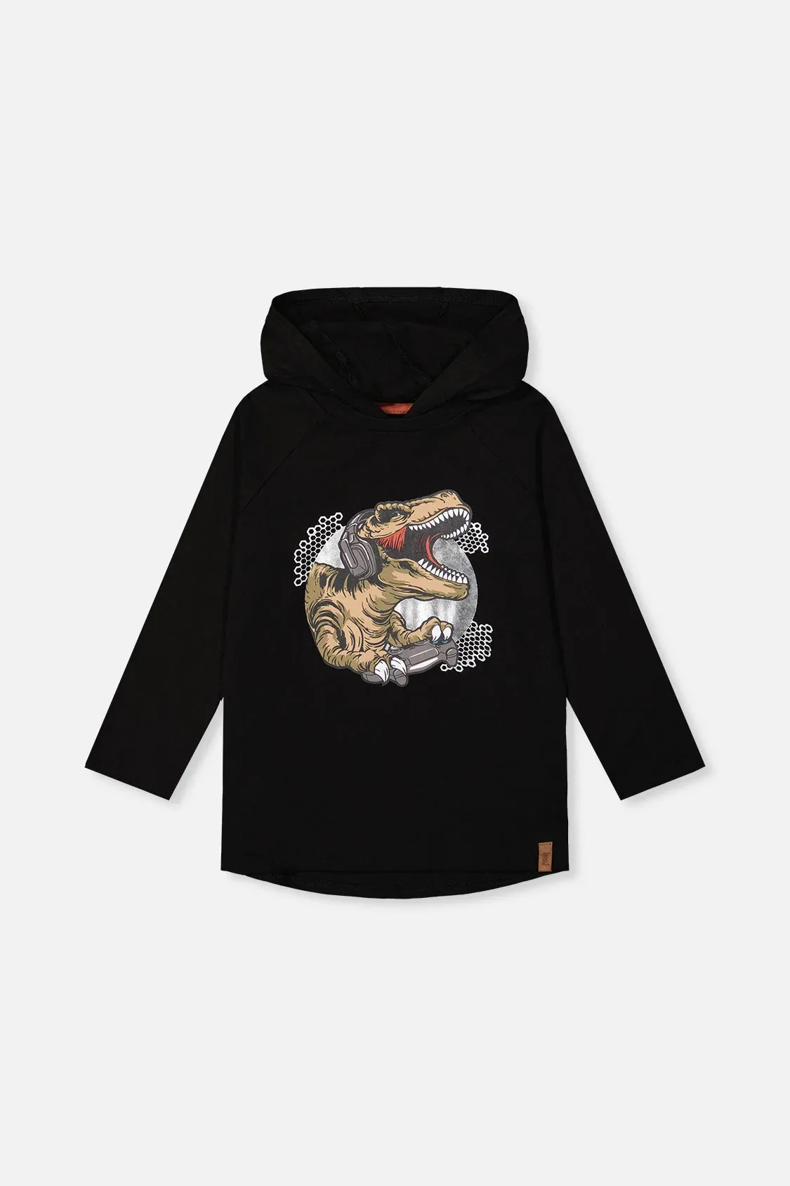 Raglan Hooded T-Shirt Black and Brown by Deux par Deux