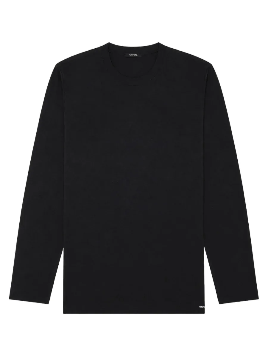 Long-Sleeve Crew Neck Cotton-Blend T-Shirt by Tom Ford