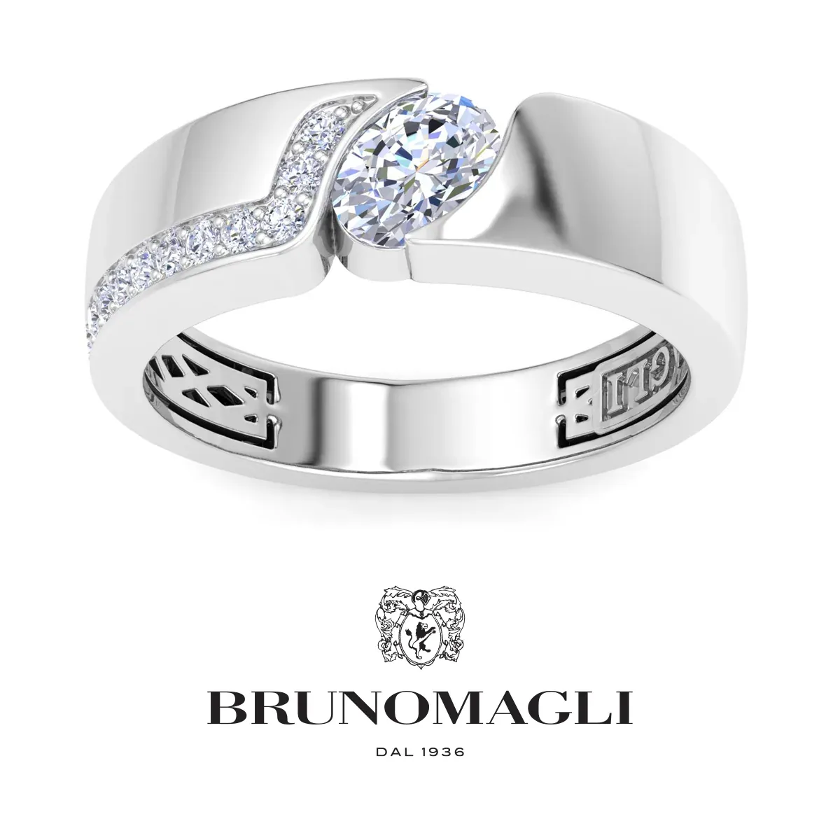 1 Carat Lab Grown Diamond Floating Ring in Sterling Silver by Bruno Magli