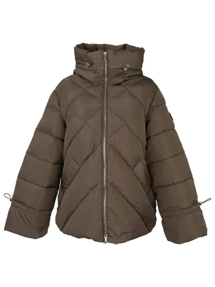 Quilted Puffer Jacket with Adjustable High Collar by SERGIO MORETTI