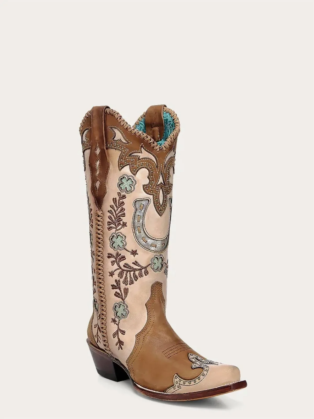 Horseshoe Embroidery Stud Handwoven Cowboy Boot by Corral