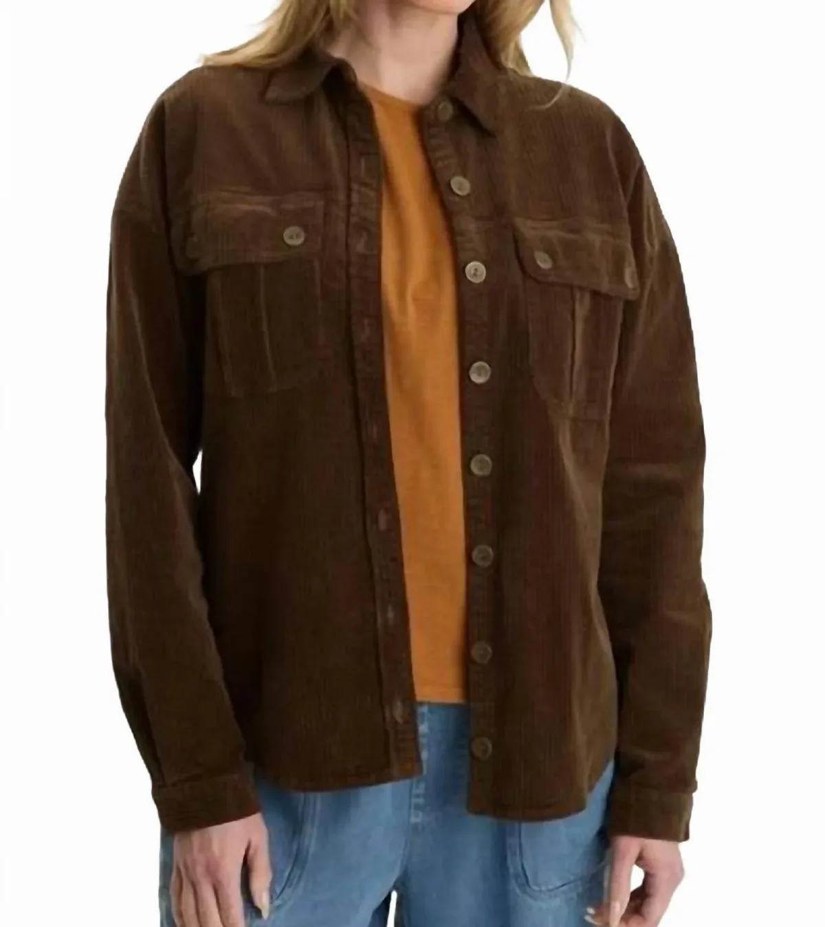 Smithson Corduroy Shacket in Cedar Glen by XCVI