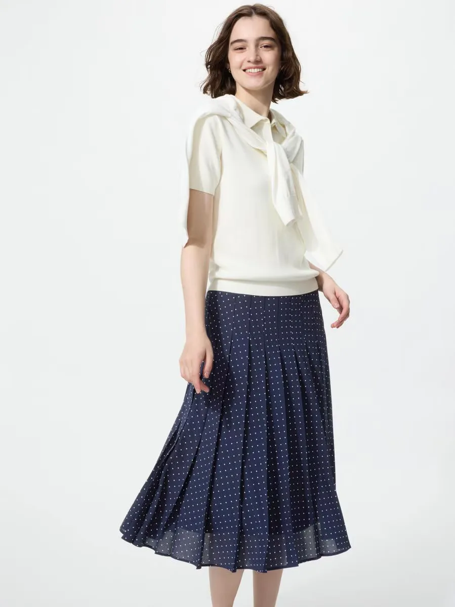 Chiffon Pleated Midi Skirt Print by UNIQLO