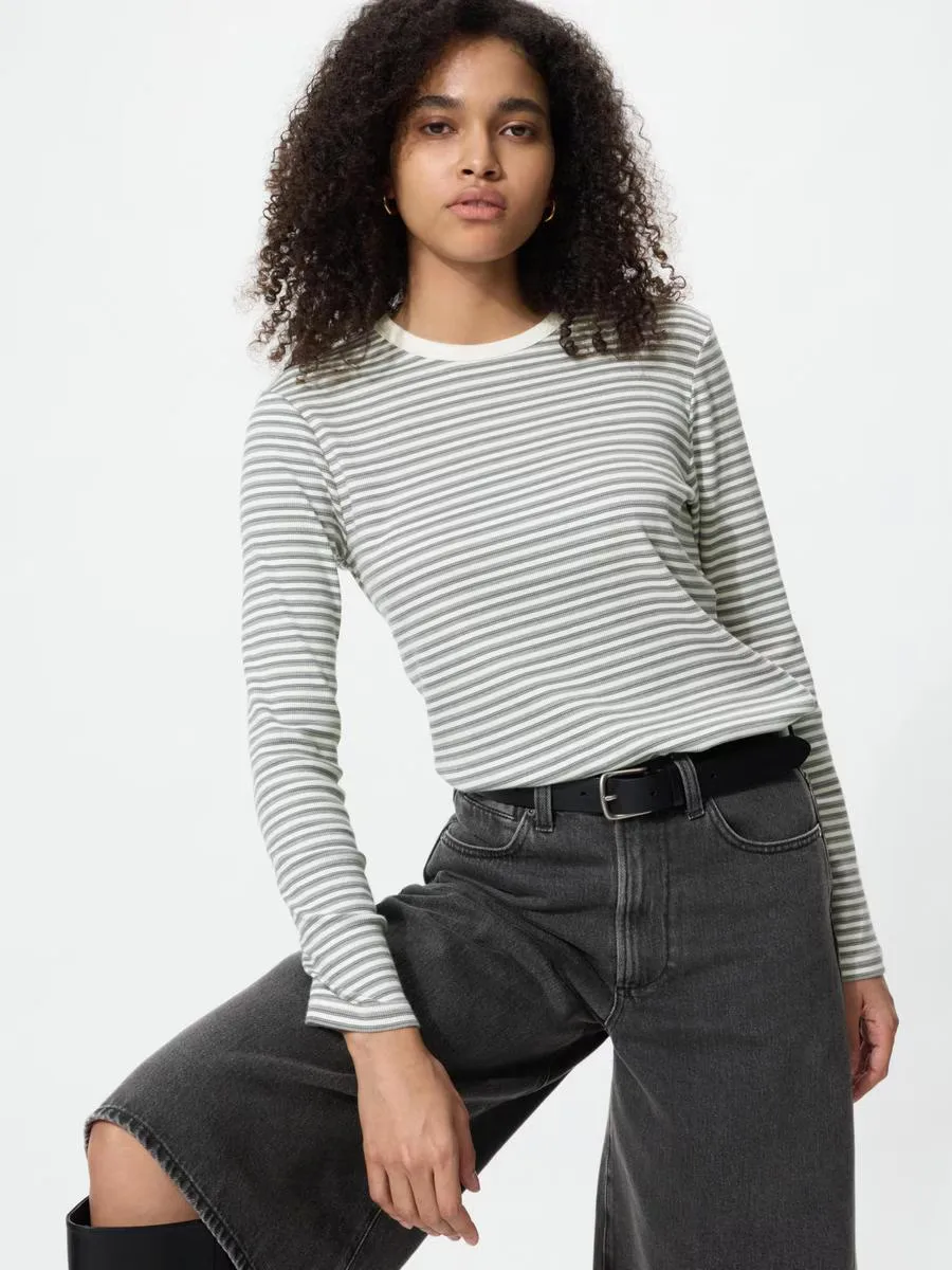 Soft Ribbed T-Shirt Long Sleeve Stripe by UNIQLO