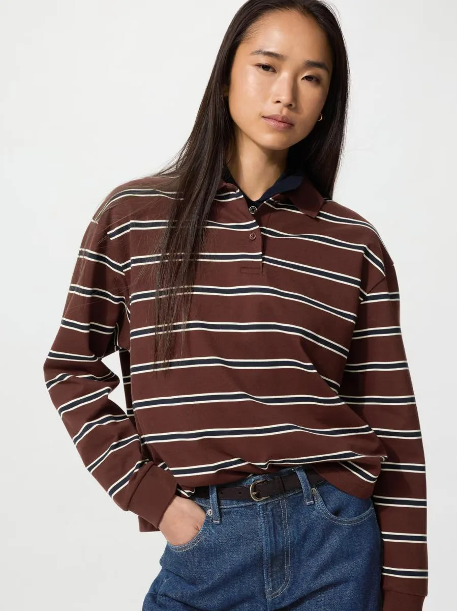 Striped Polo Shirt Long Sleeve by UNIQLO