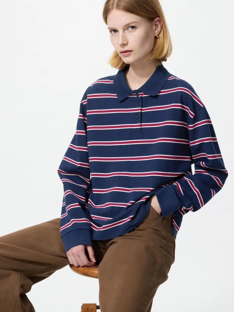 Striped Polo Shirt Long Sleeve by UNIQLO