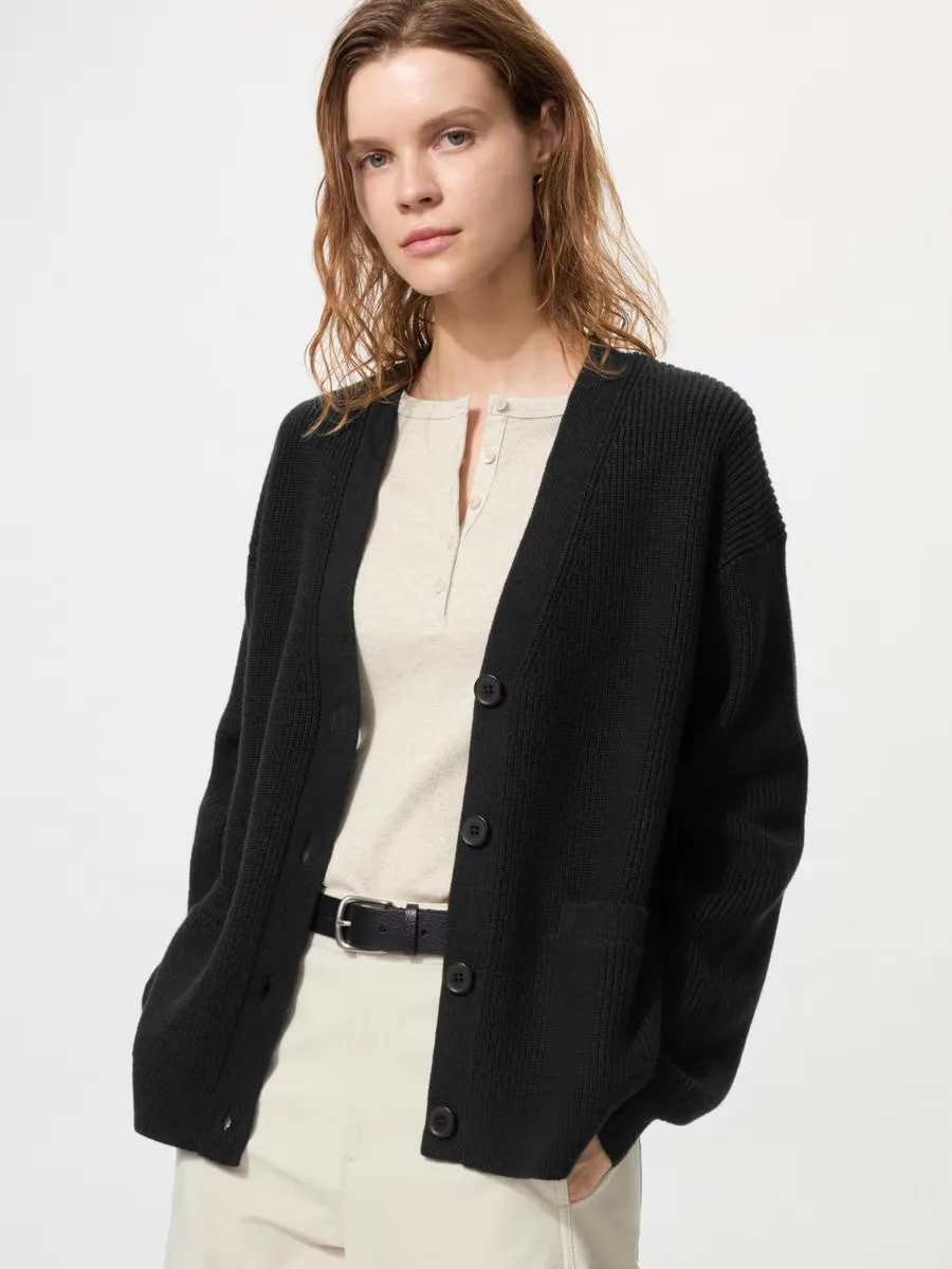 Relaxed V-Neck Cardigan by UNIQLO