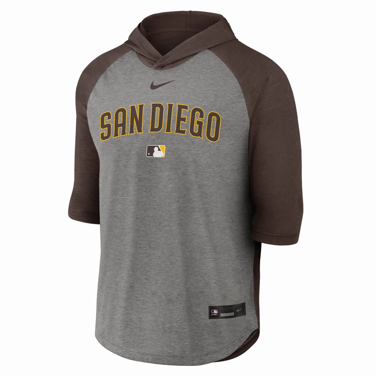 San Diego Padres Authentic Collection Flux Dri-FIT MLB 3/4-Sleeve Hooded T-Shirt