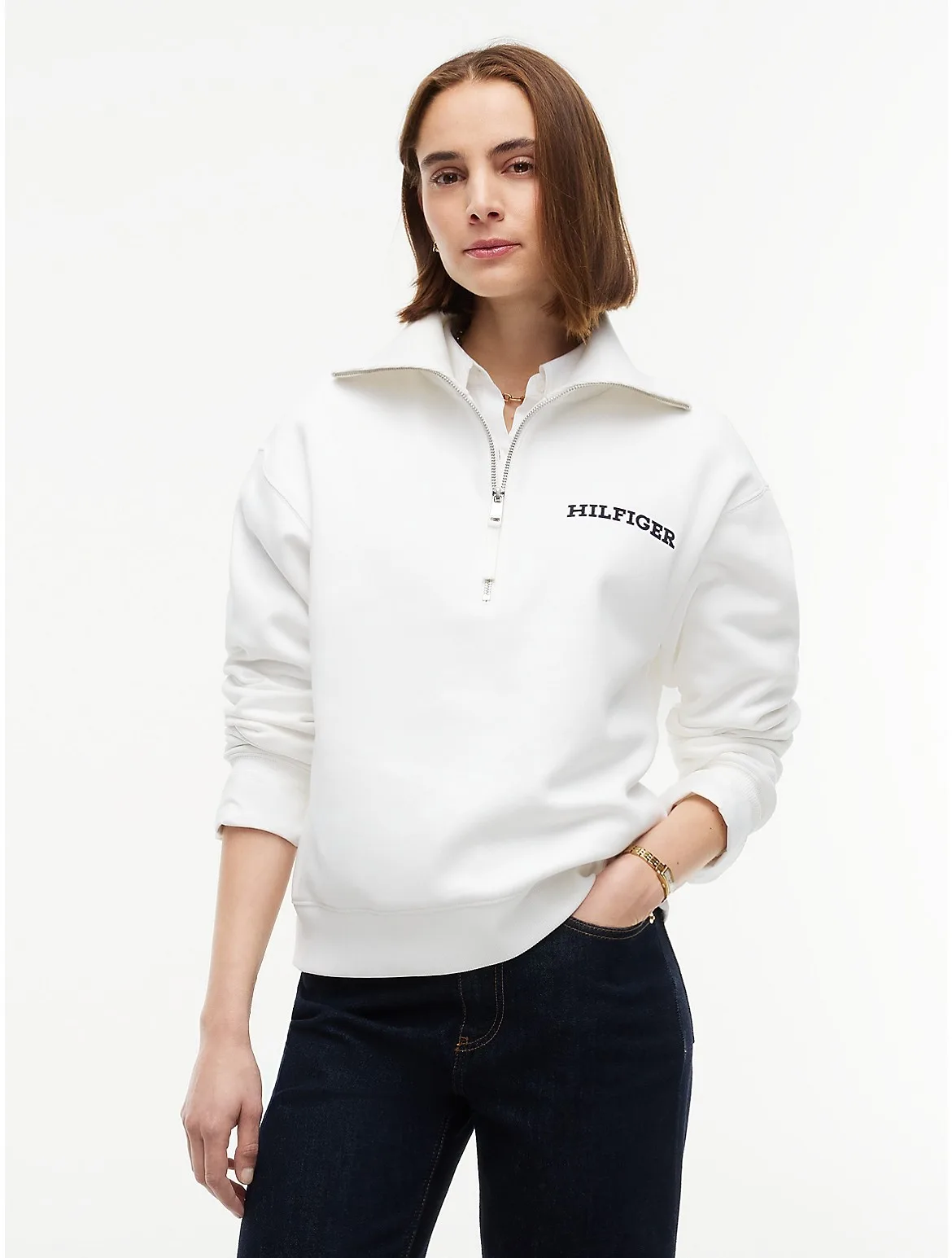 Flocked Monotype Quarter-Zip Sweatshirt