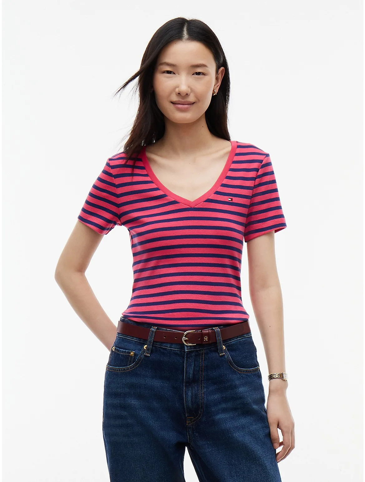 V-Neck Striped Favorite T-Shirt by Tommy Hilfiger