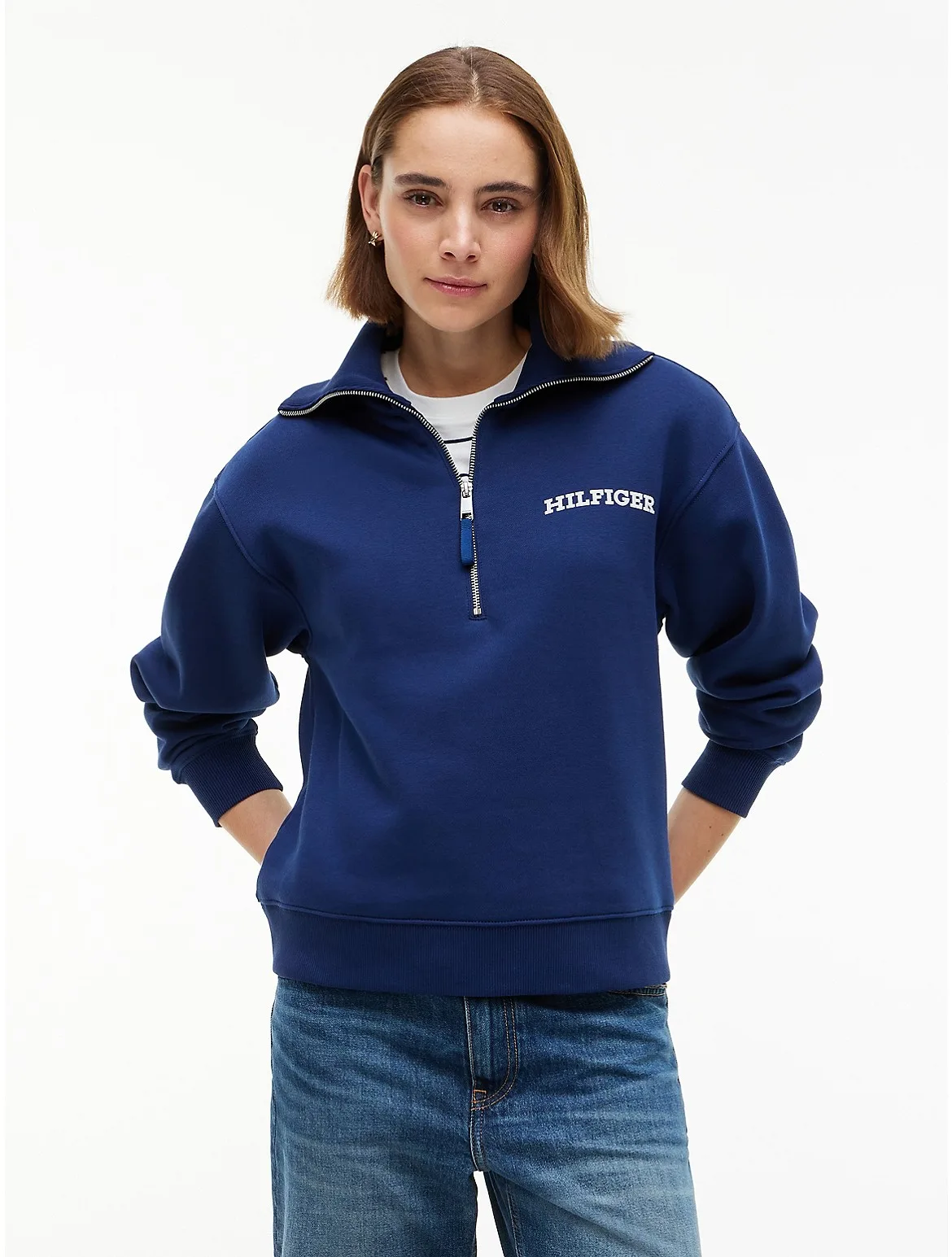 Flocked Monotype Quarter-Zip Sweatshirt