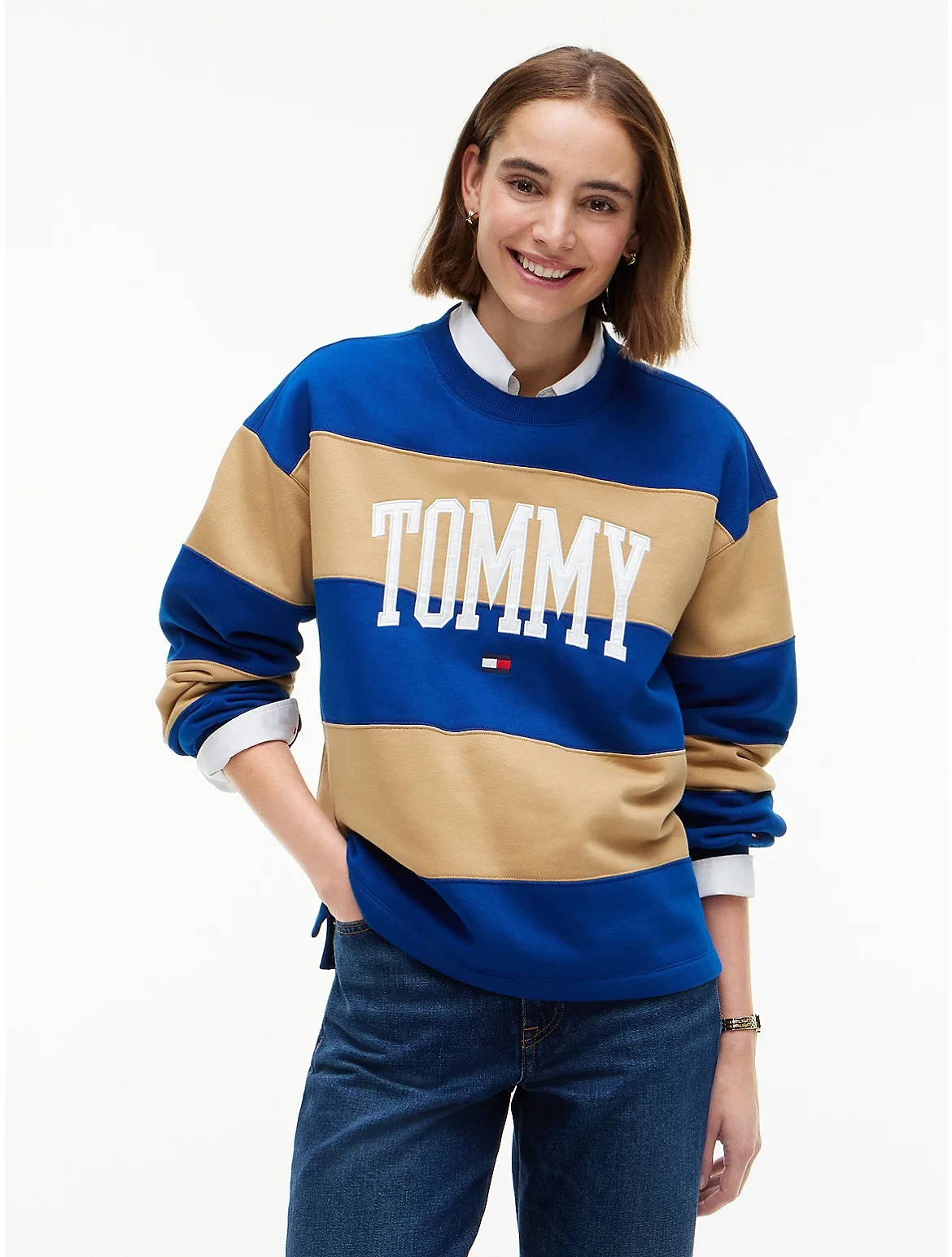 Varsity Logo Rugby Stripe Sweatshirt
