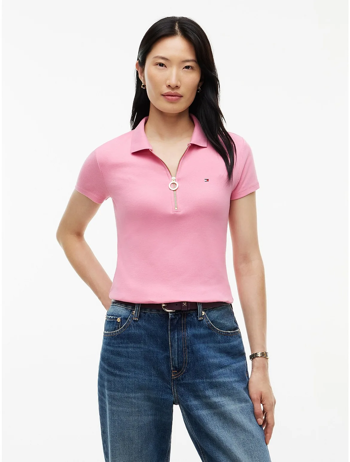 Slim Fit Zip Polo by Tommy Hilfiger