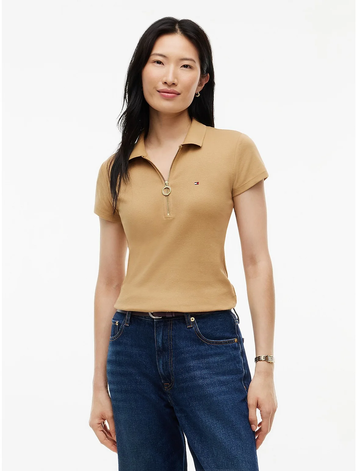 Slim Fit Zip Polo by Tommy Hilfiger