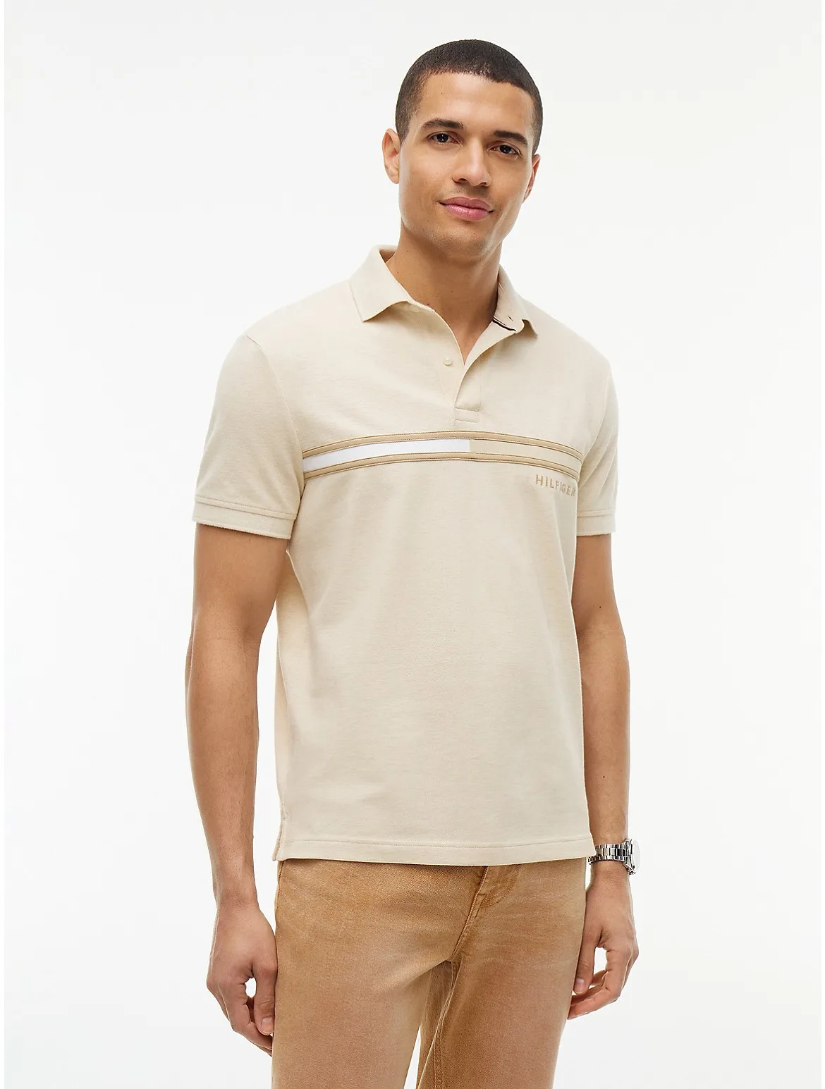 Regular Fit Signature Flag Stripe Polo by Tommy Hilfiger