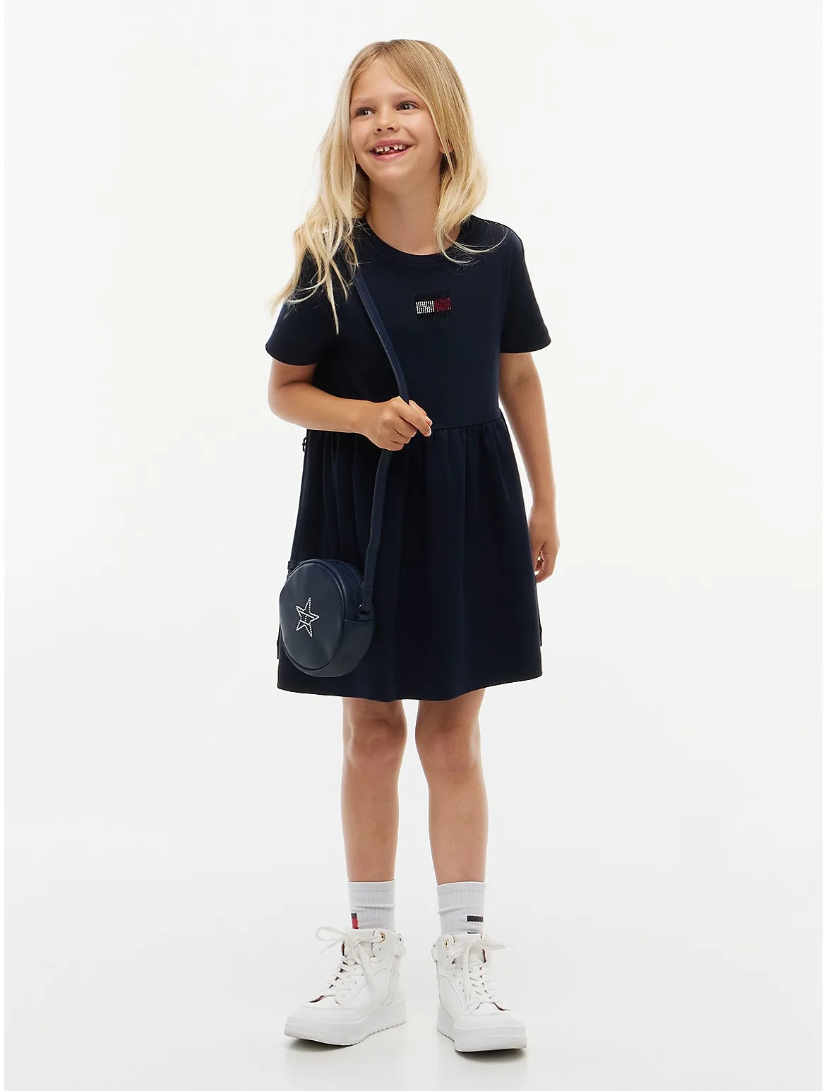 Rhinestone Flag Interlock Dress by Tommy Hilfiger