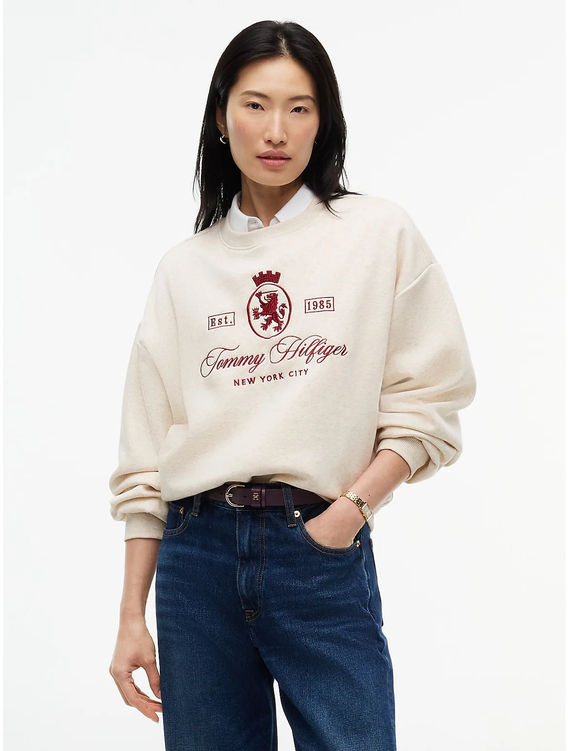 Relaxed Fit Crest Logo Sweatshirt by Tommy Hilfiger