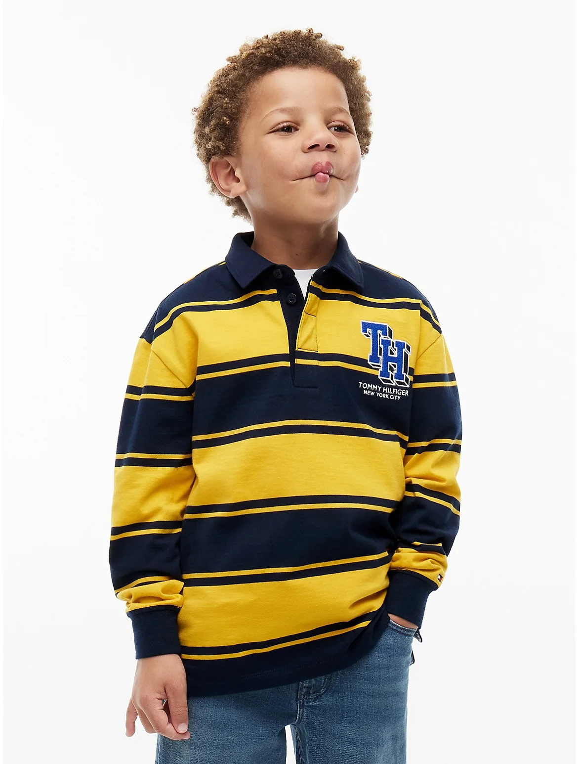 Block Monogram Logo Rugby Polo by Tommy Hilfiger