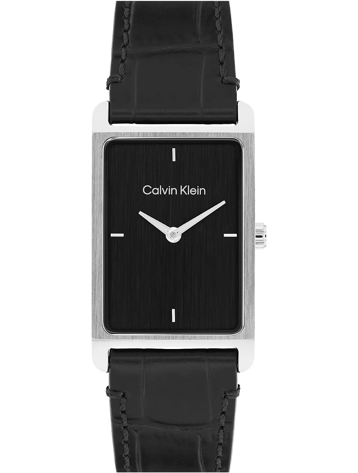 Rectangle Dial Leather Strap Watch by Calvin Klein