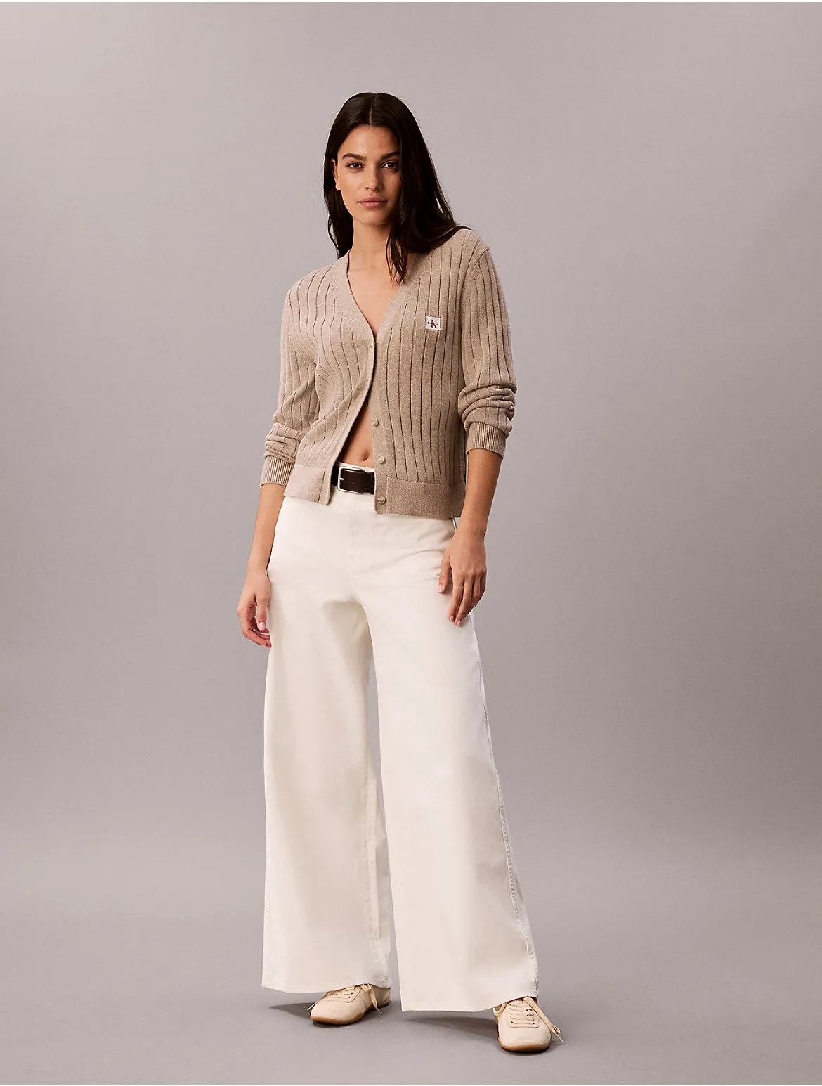 Cotton Twill Wide Leg Pants by Calvin Klein Jeans