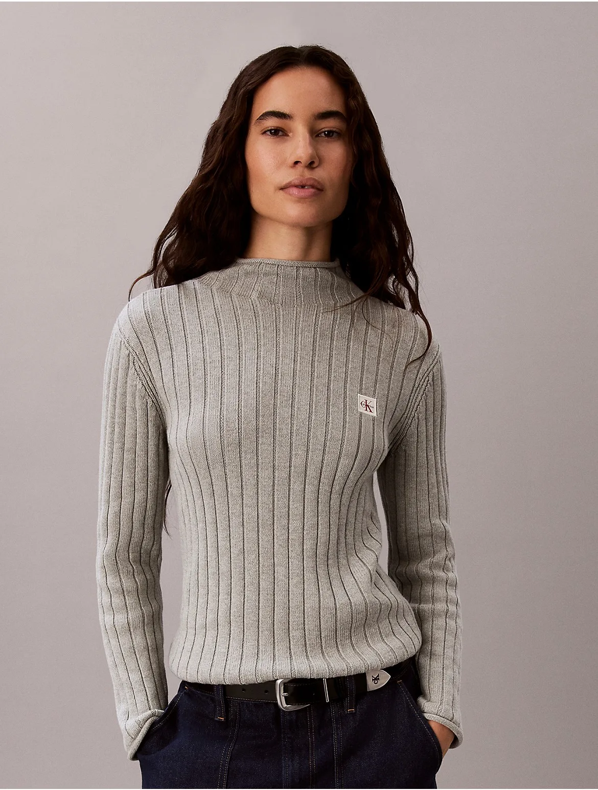 Woven Monologo Turtleneck Sweater by Calvin Klein Jeans
