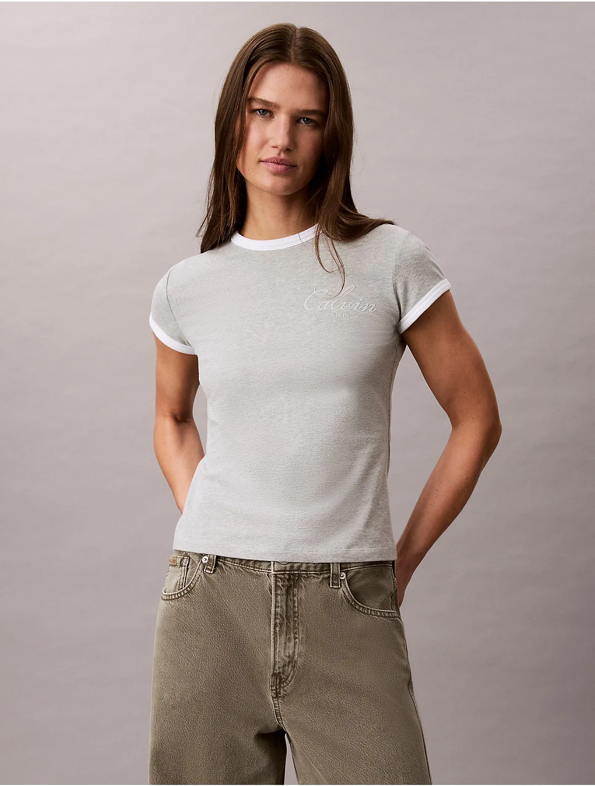 Slim Varsity Logo Ringer Tee by Calvin Klein Jeans