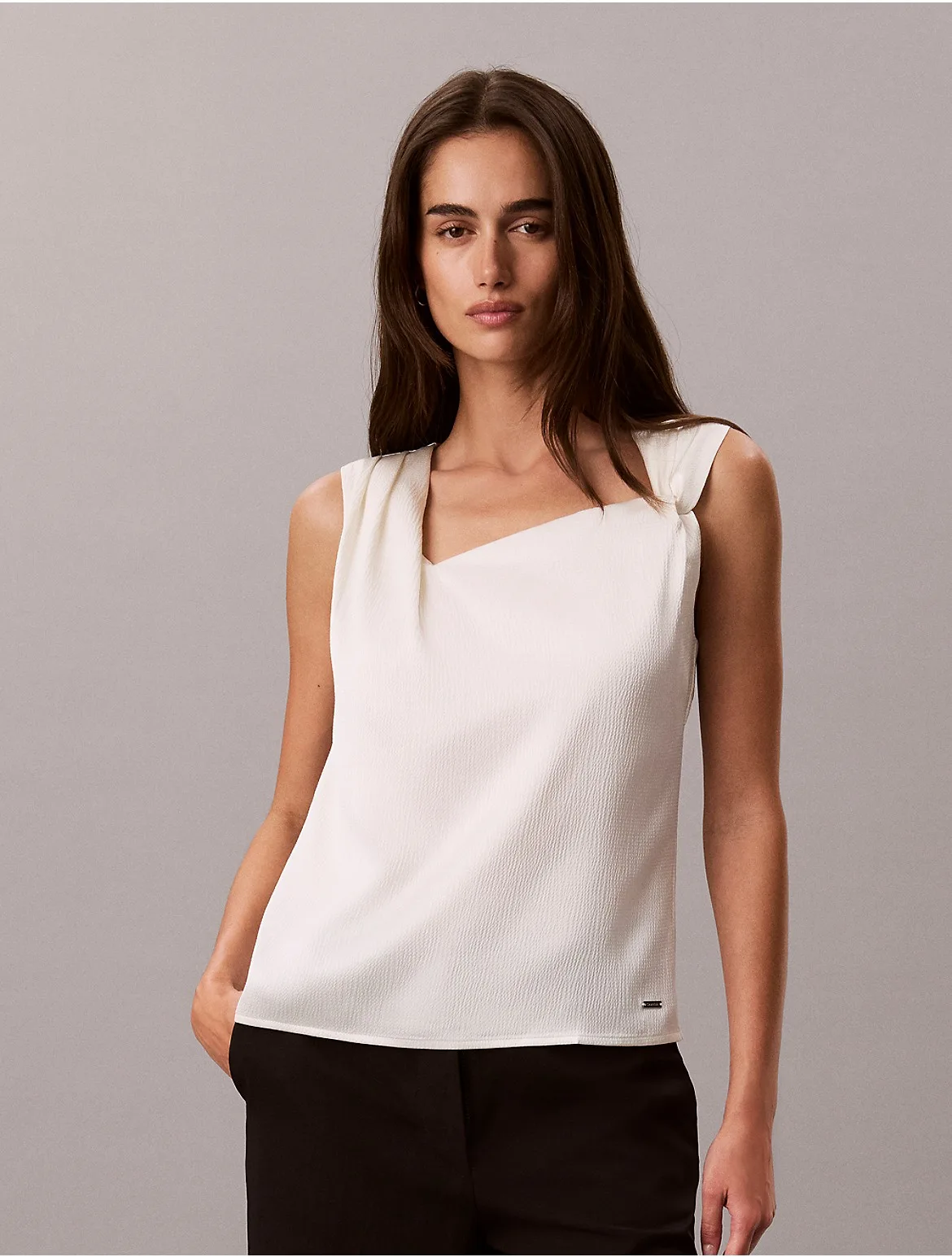 Hammered Satin Twist Top by Calvin Klein
