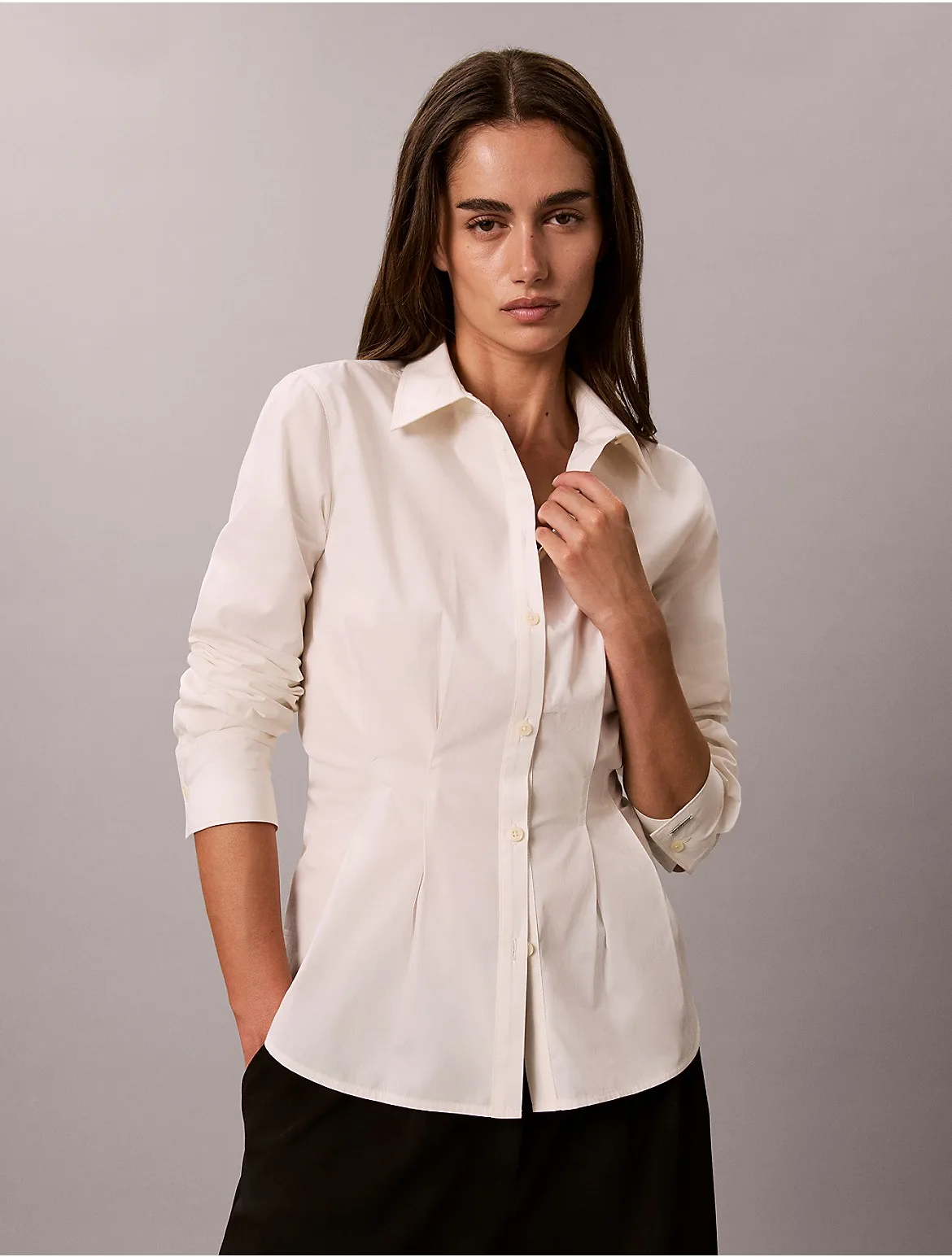 Cotton Poplin Fitted Shirt by Calvin Klein