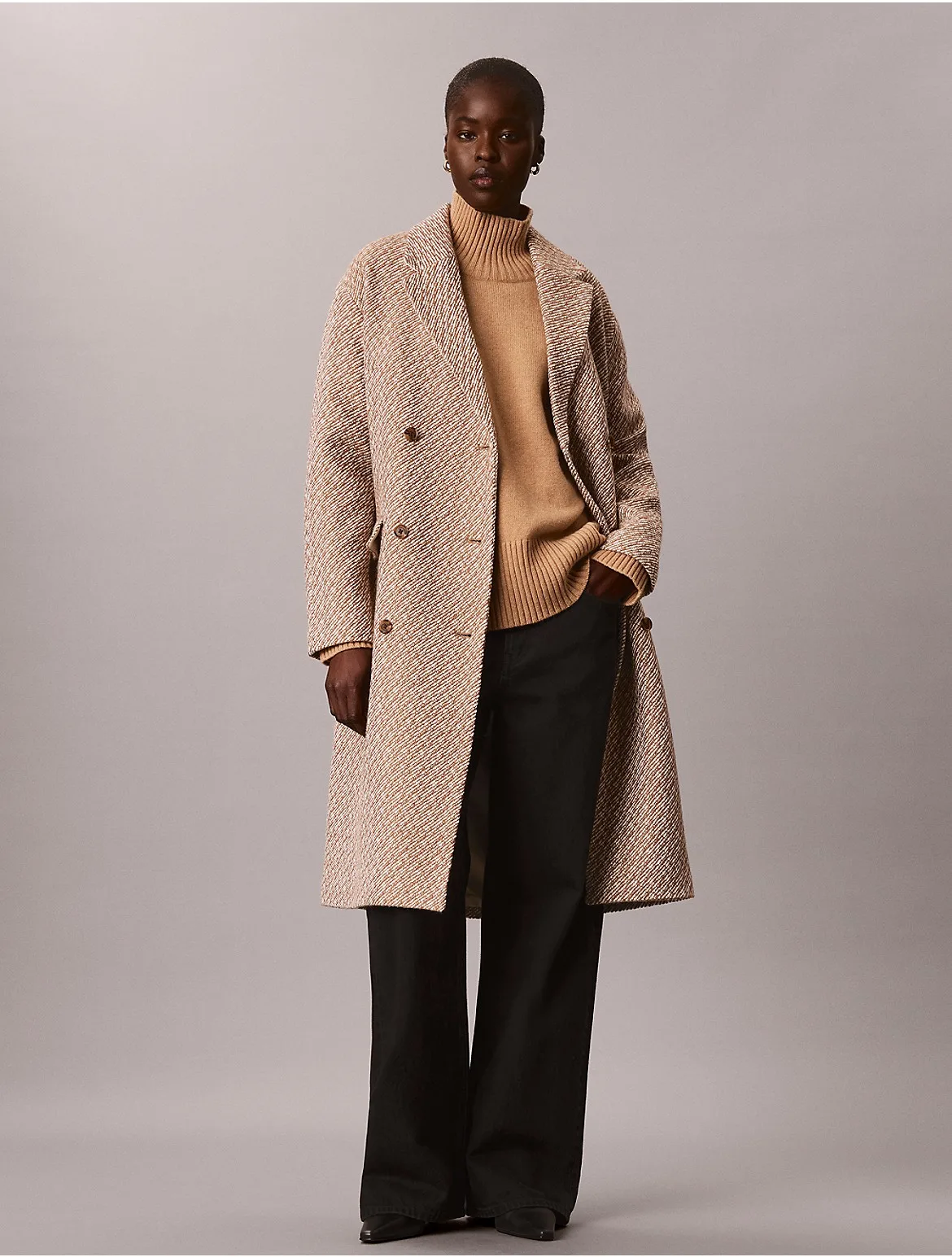Relaxed Wool Blend Peacoat by Calvin Klein