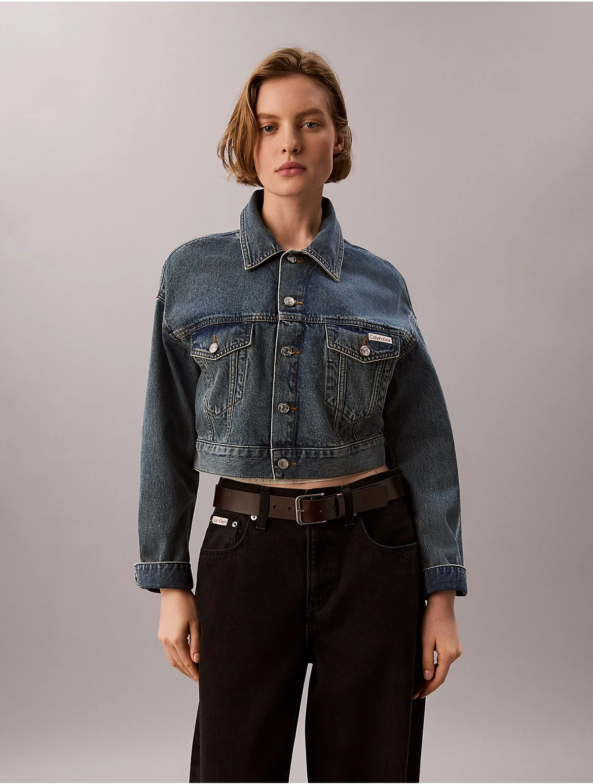 Cropped Denim Trucker Jacket by Calvin Klein Jeans