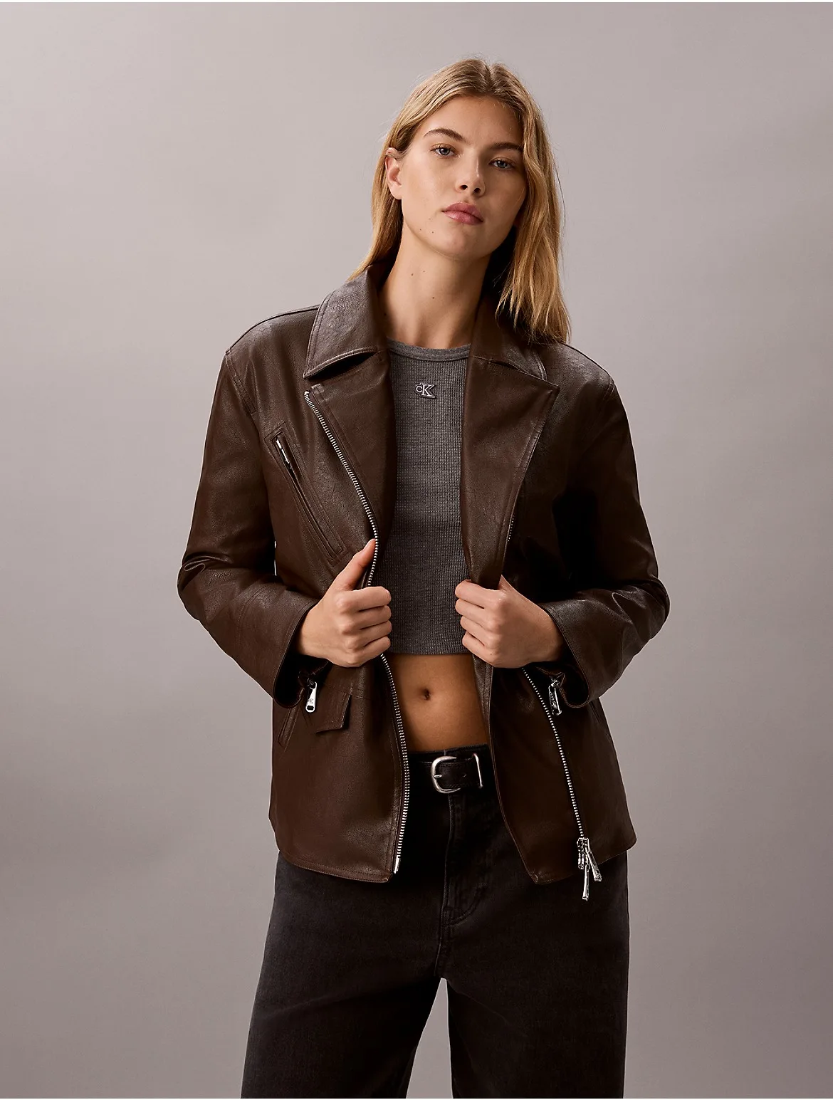 Faux Leather Motorcycle Jacket by Calvin Klein Jeans