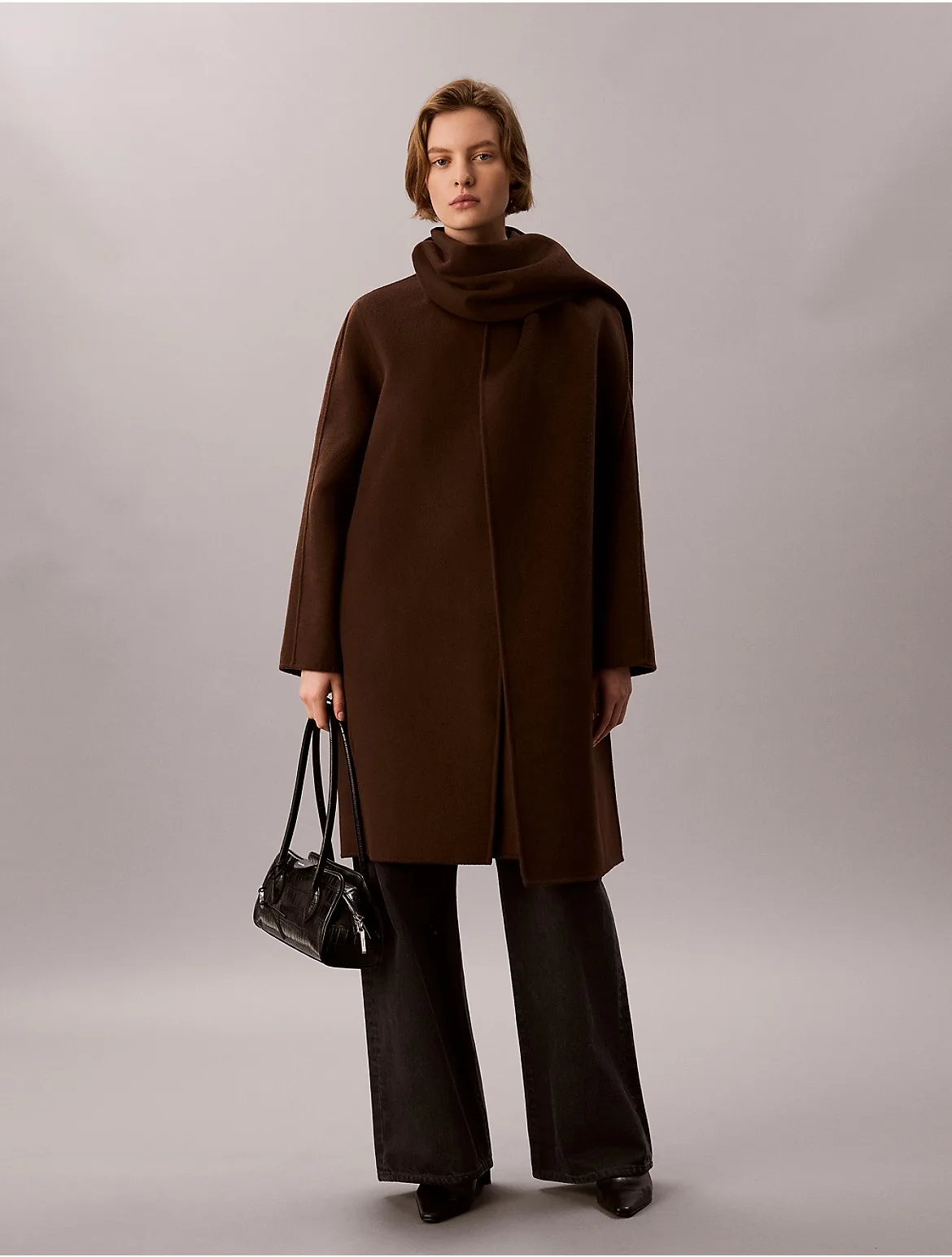 Wool Blend Scarf Coat by Calvin Klein