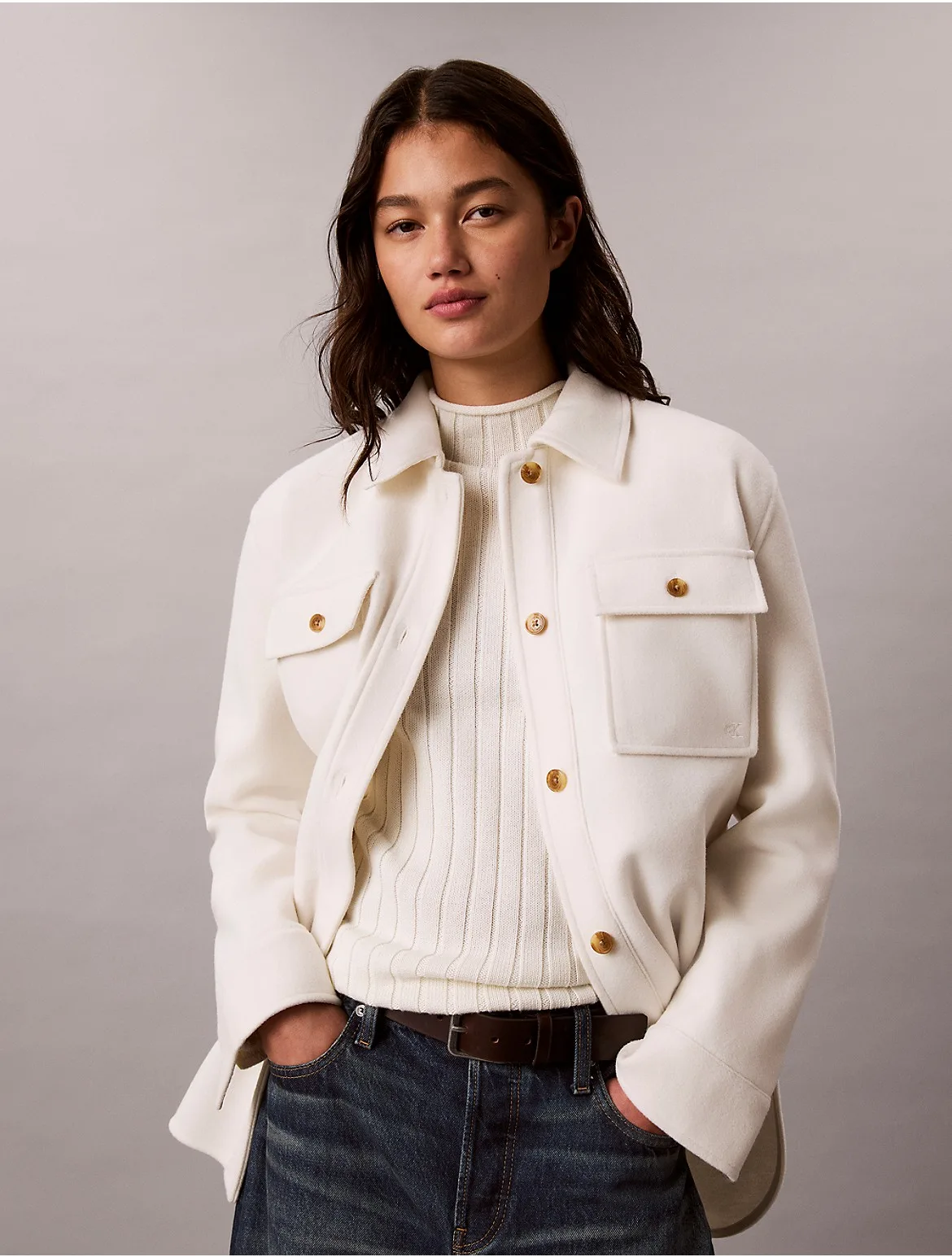 Faux Wool Shirt Jacket by Calvin Klein Jeans