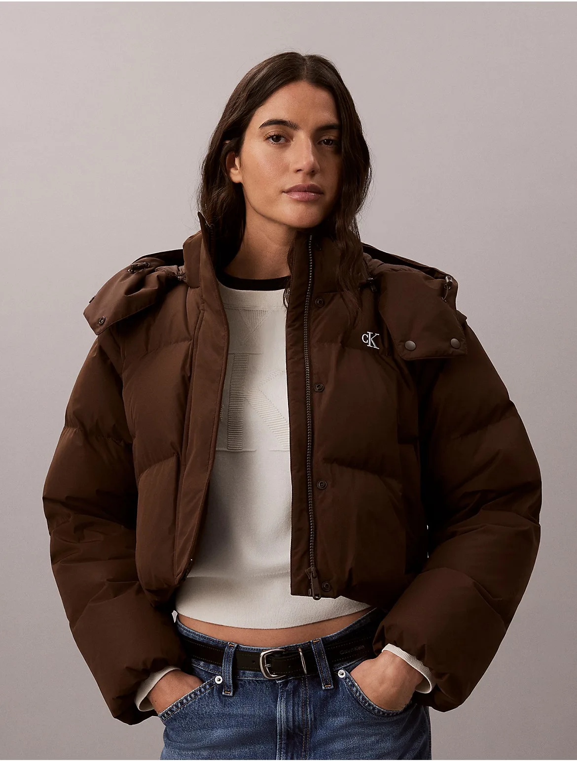 Matte Convertible Down Puffer Jacket by Calvin Klein Jeans