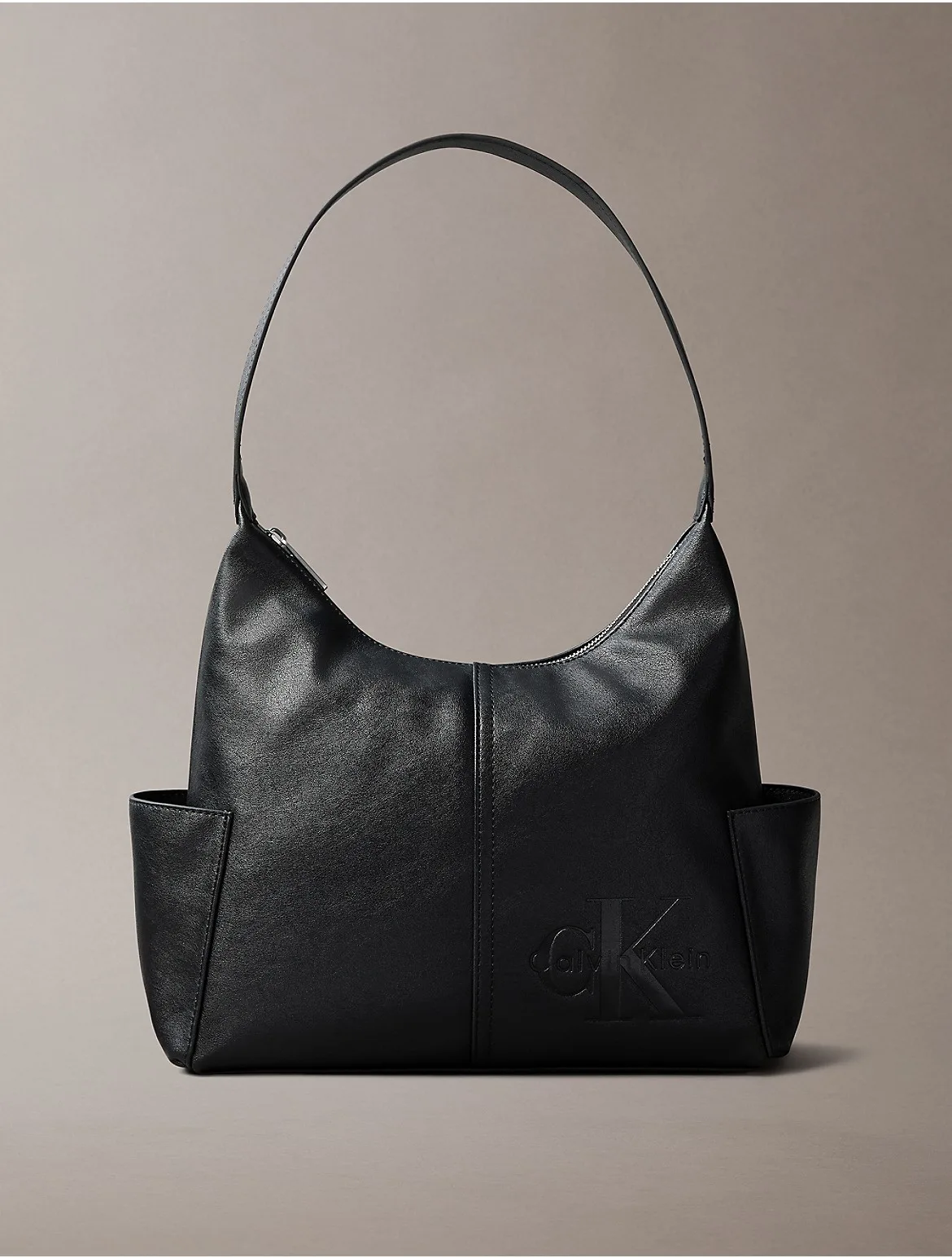 Embossed Monologo Pocket Shoulder Bag