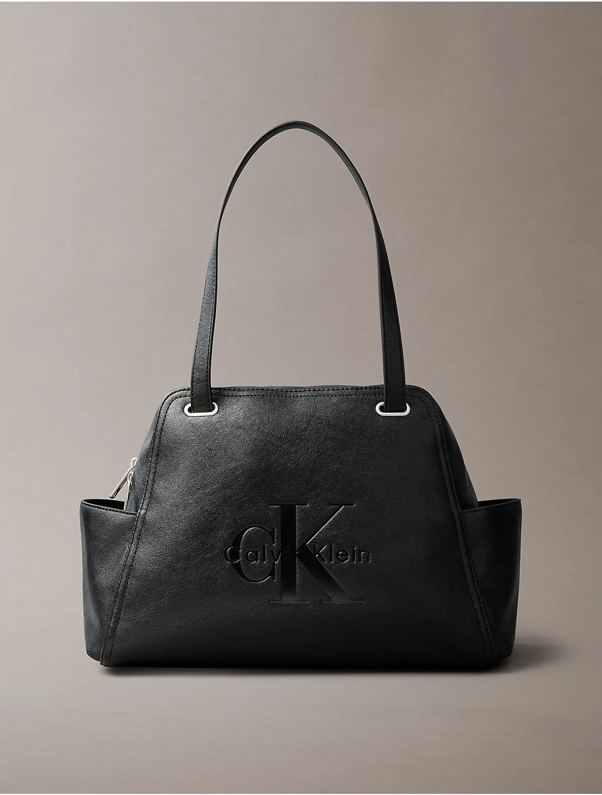 Embossed Monologo Pocket Tote Bag by Calvin Klein