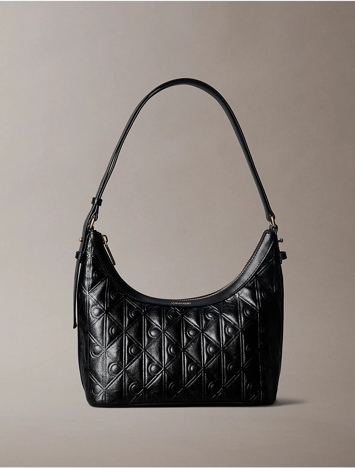 Debossed Allover Emblem Logo Small Shoulder Bag by Calvin Klein