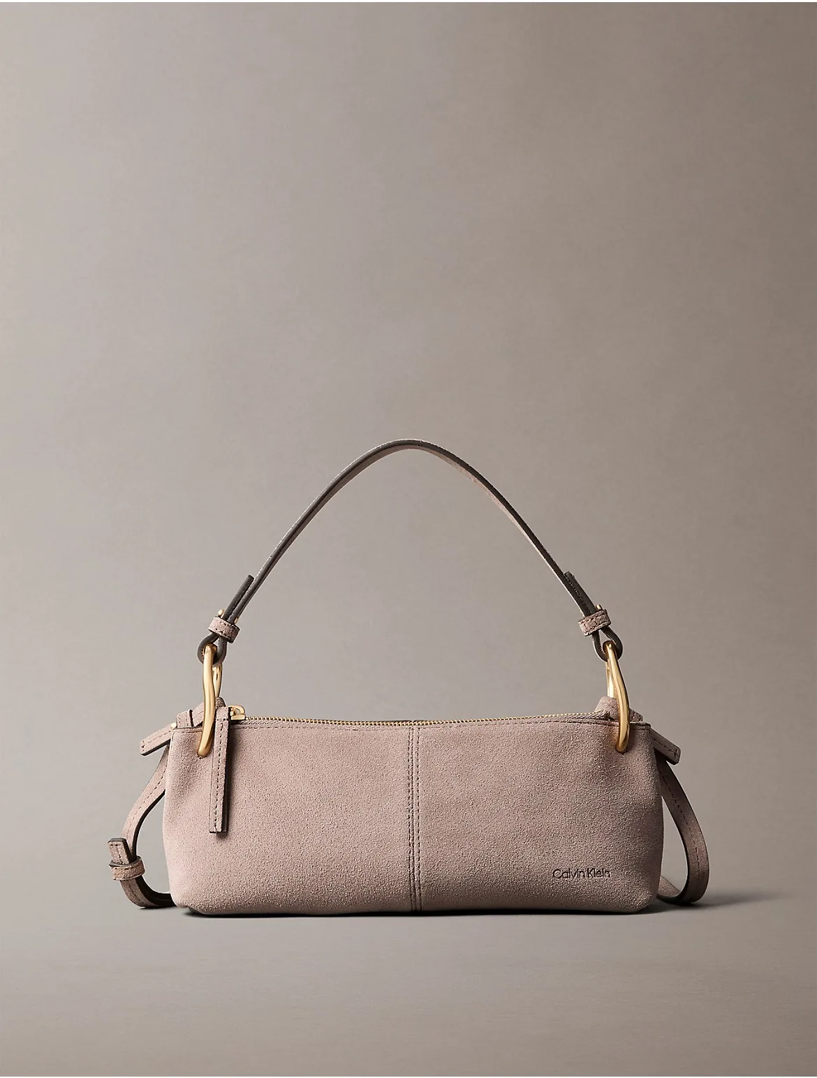 Slouchy Suede Small Shoulder Bag by Calvin Klein