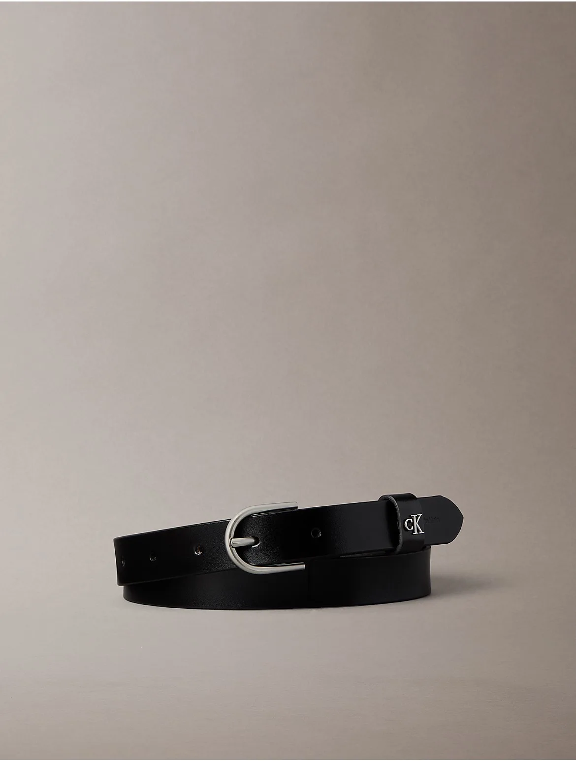 Monogram Rounded Buckle Belt by Calvin Klein