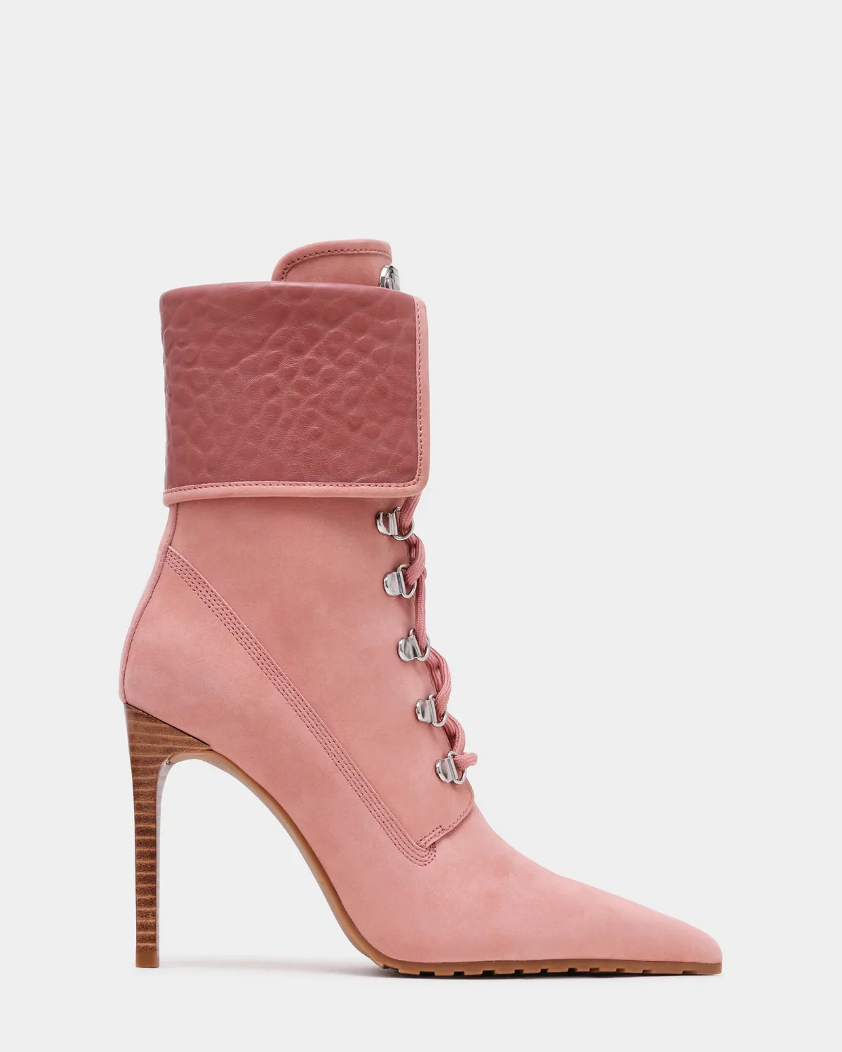 Morals Lace-Up Booties - Pink Nubuck - Leather by Steve Madden