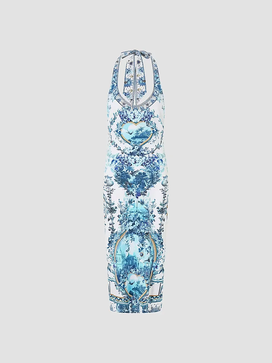 Parlor Print Jersey Halter Dress by Camilla