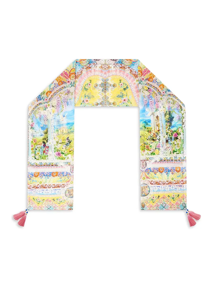Long Silk Crinkle Chiffon Scarf by Camilla