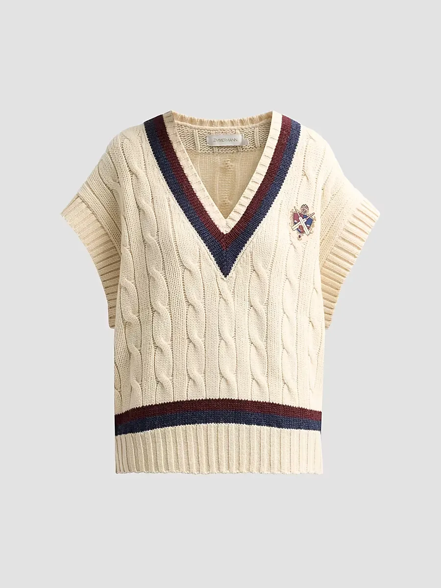 Valiant Cable Knit Wool Vest by Zimmermann