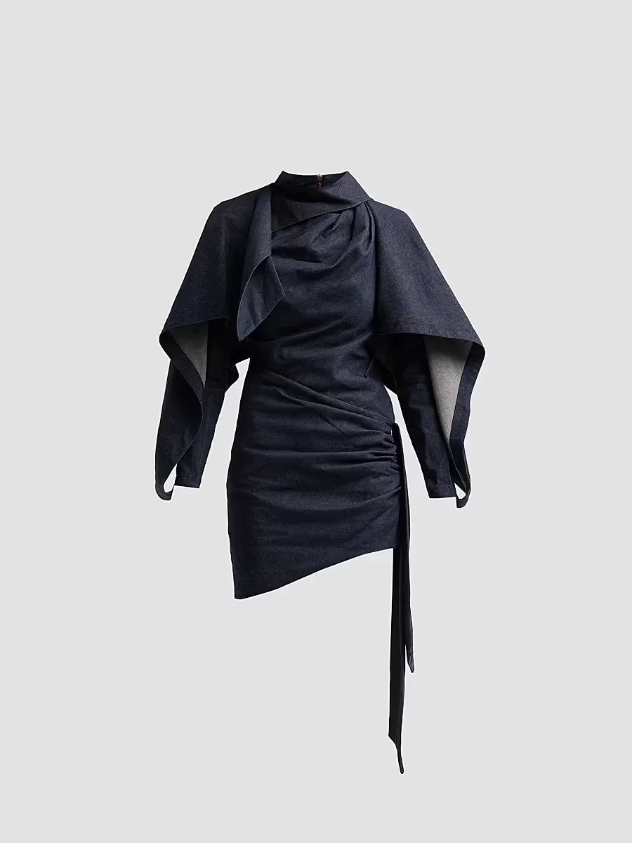 Valiant Draped Denim Mini Dress by Zimmermann