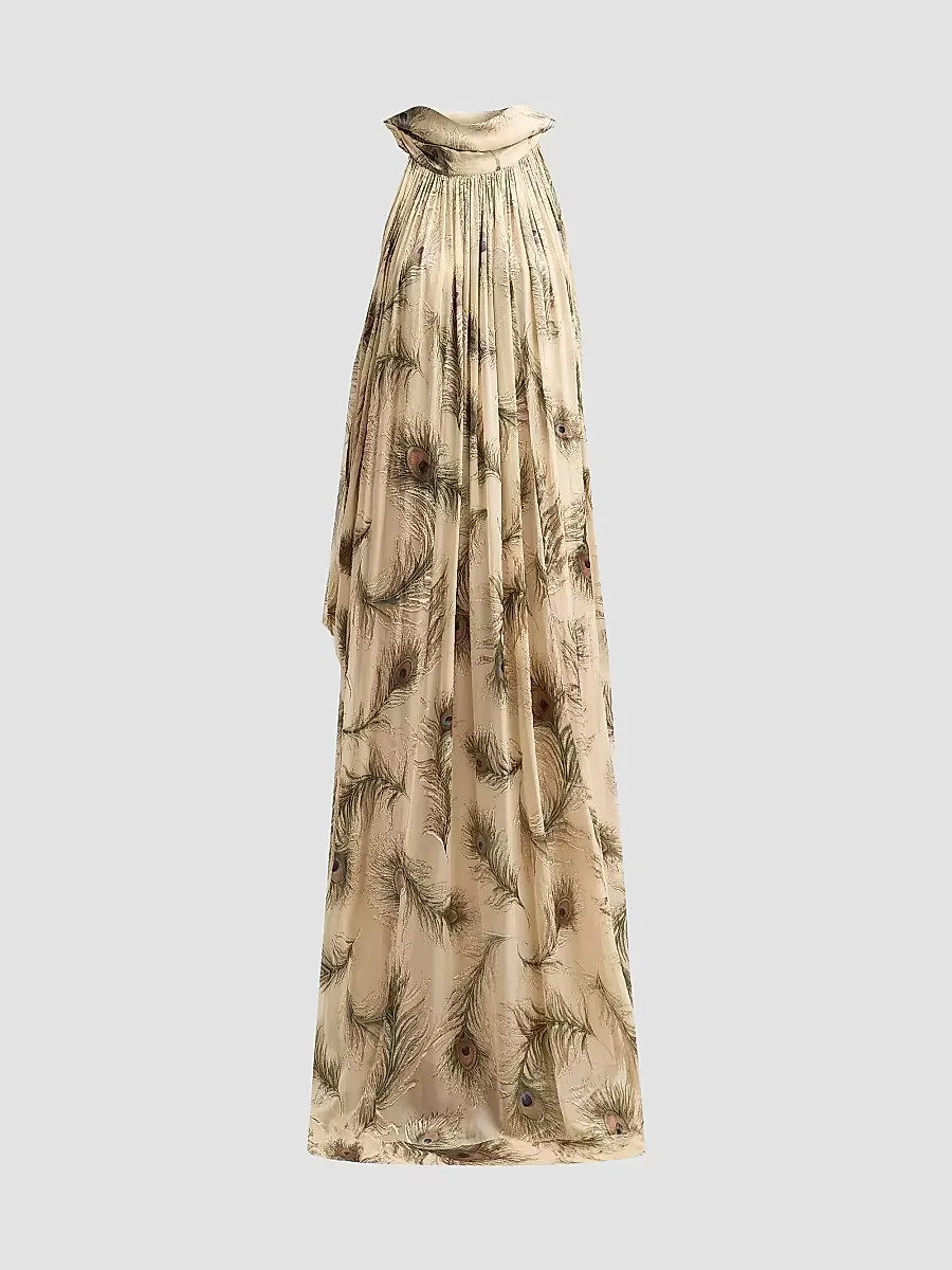Ascent Burnout Feather Halterneck Gown by Zimmermann